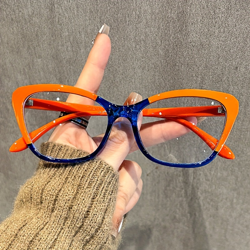 Women Cat Eye Glasses with Clear Lenses Y2K Style Acetate Anti-Blue Light Computer Eyewear