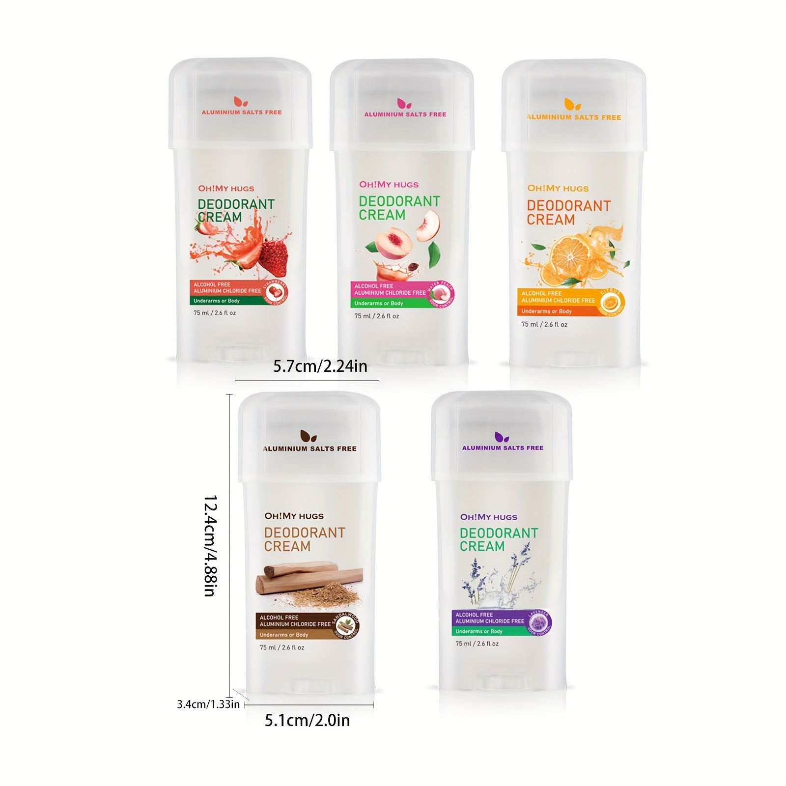 5 ароматов, дезодорант-крем длительного действия на 48 часов, увлажняющий, унисекс бальзам, зимний подарок, 1.7 унции