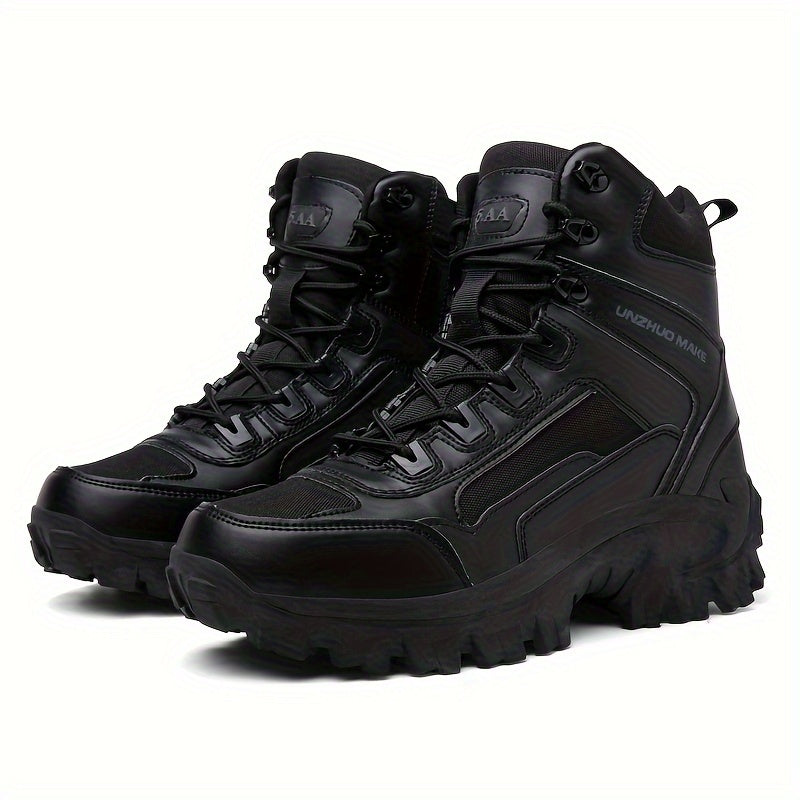 Men's High-Top Hiking Boots Non-Slip Durable Outdoor All-Season Fabric Leather