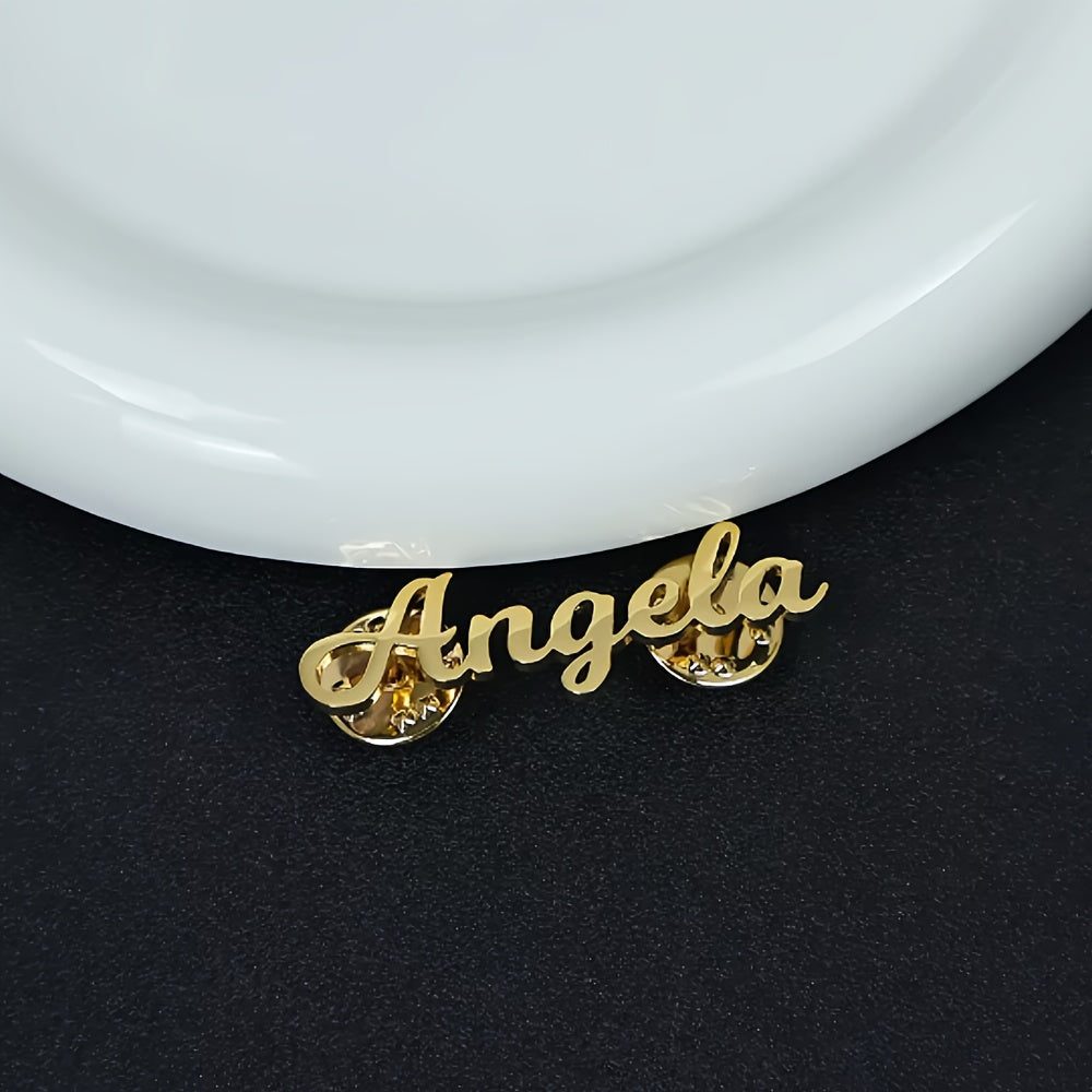 Personalized Handwritten Name Brooch Heart-Shaped Calligraphy Jewelry Gift