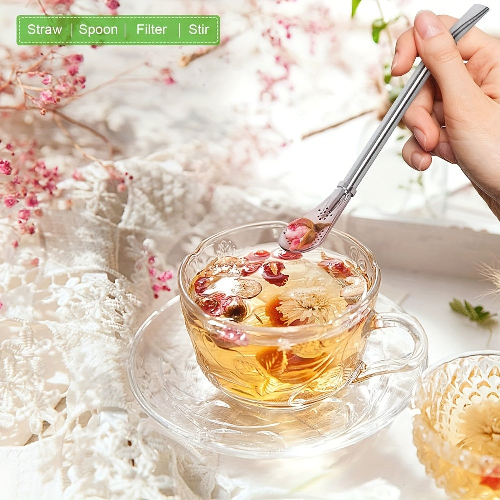 3 ta qayta ishlatiladigan rangli Yerba Mate Bombilla qalamchalar to'plami - zanglamas po'latdan, silliq ichish uchun egilgan, choy, qahva, kokteyllar uchun mukammal - tozalash cho'tkasi bilan birga (kumush rang)