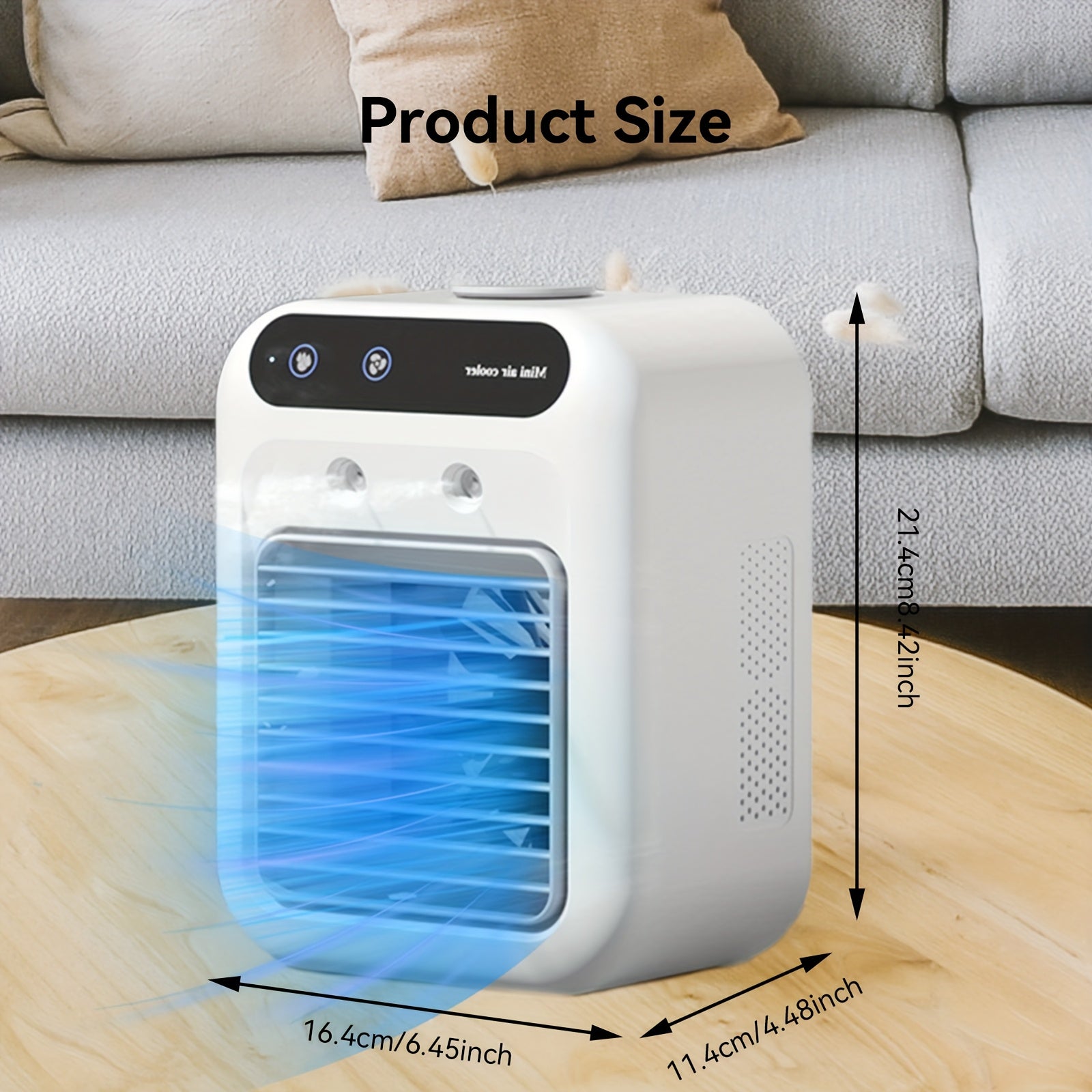 Portable USB Rechargeable Desktop Cooling Fan with Water Spray and 2-Speed Settings