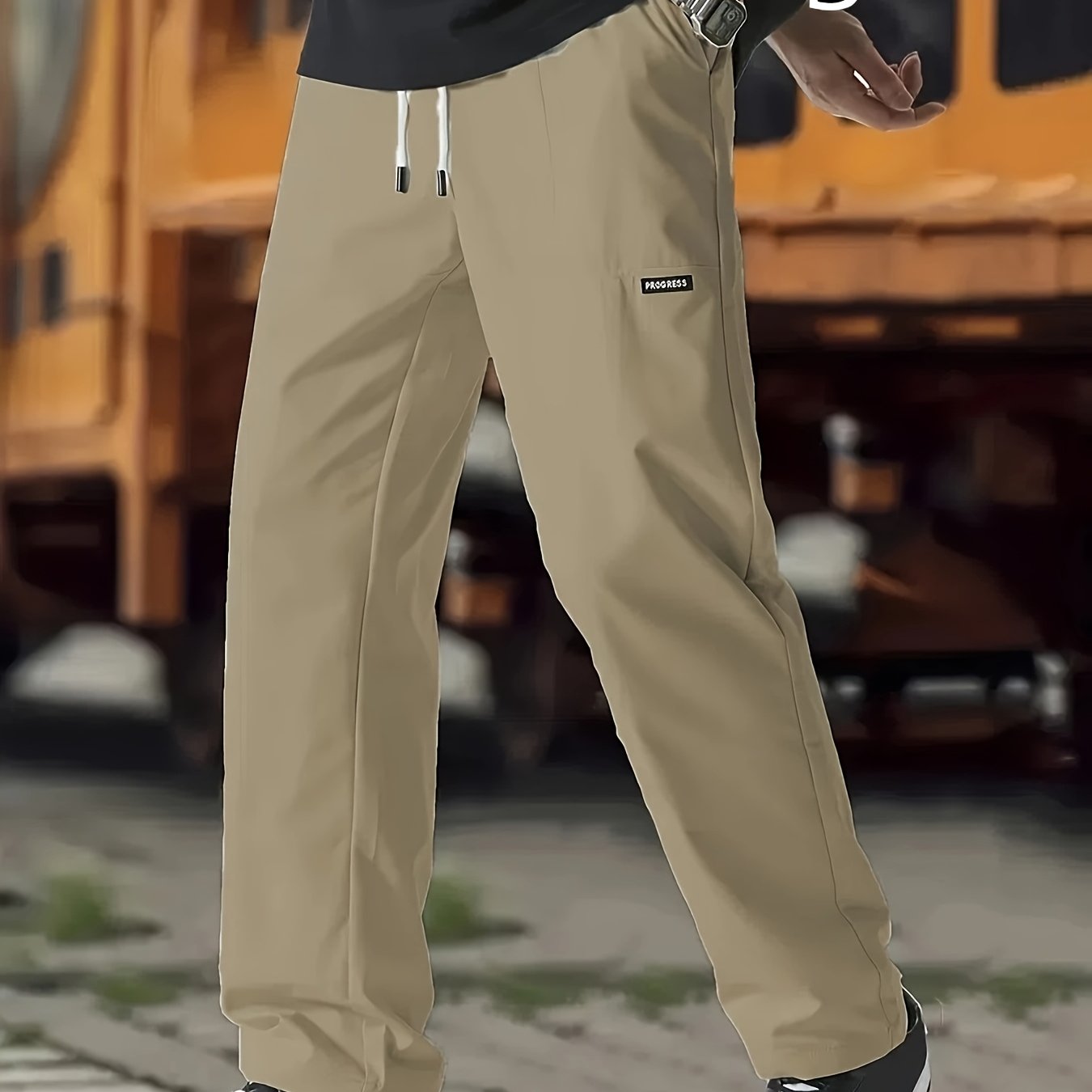 Men's Plus Size Casual Pants Loose Fit Straight Leg All-Season Solid Color