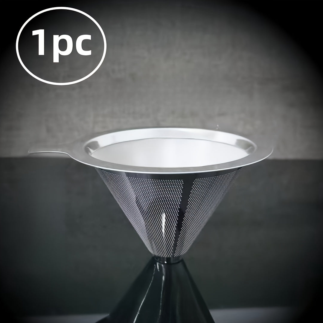 Reusable Stainless Steel Pour Over Coffee Filter in Metallic Finish