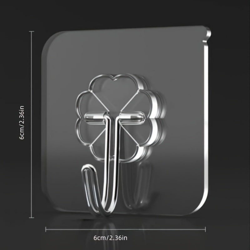 10pcs Acrylic Kitchen Utensil Hooks Wall Mount No Drill Adhesive Storage Organizer