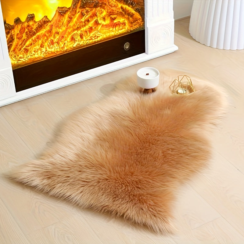 Alfombra de felpa similar a la lana de gamuza para área, 1 pieza, decoración de dormitorio interior, lavable a máquina