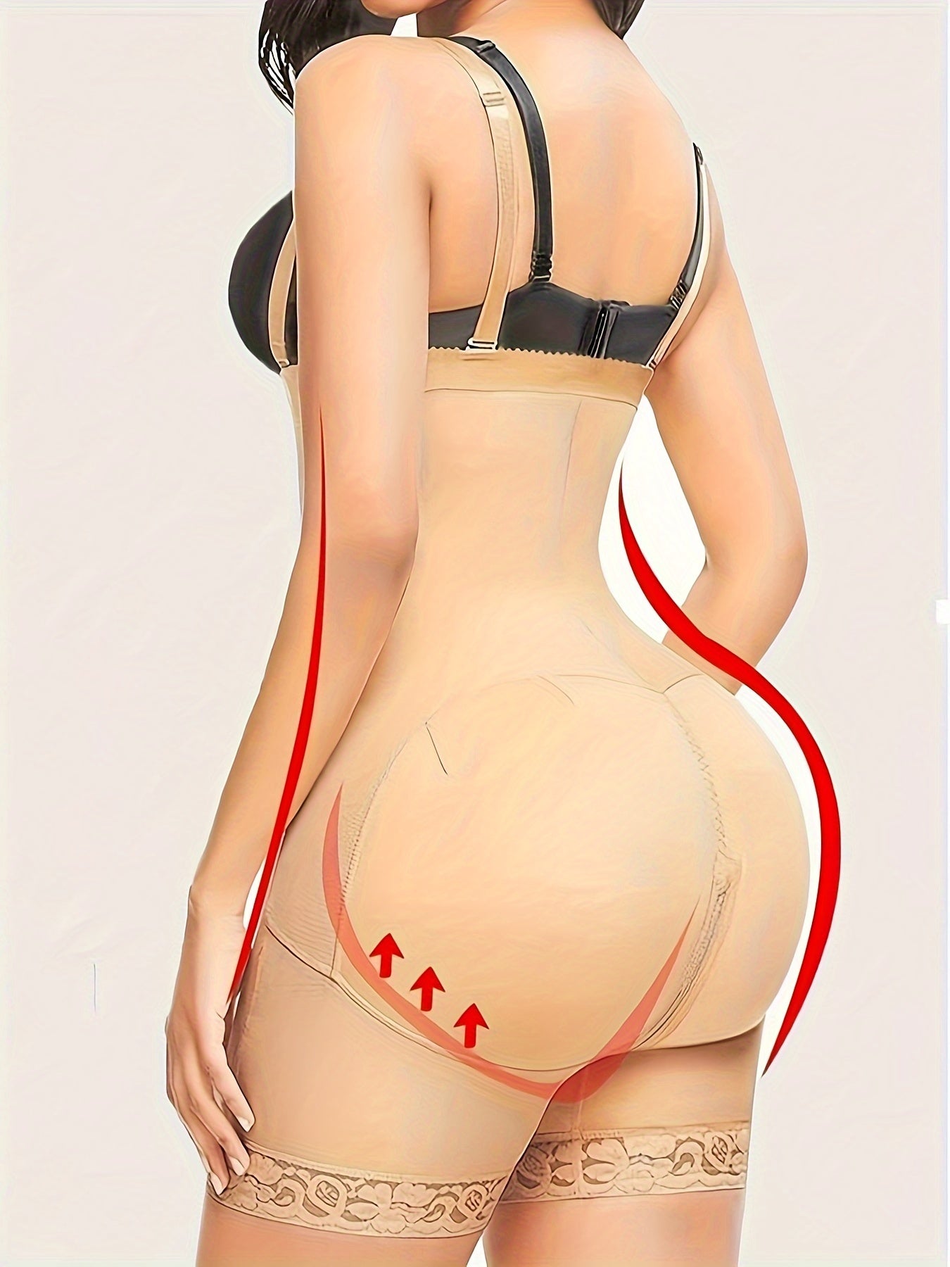 Women’s Shapewear Romper with Lace Trim Tummy Control and Butt Lifting