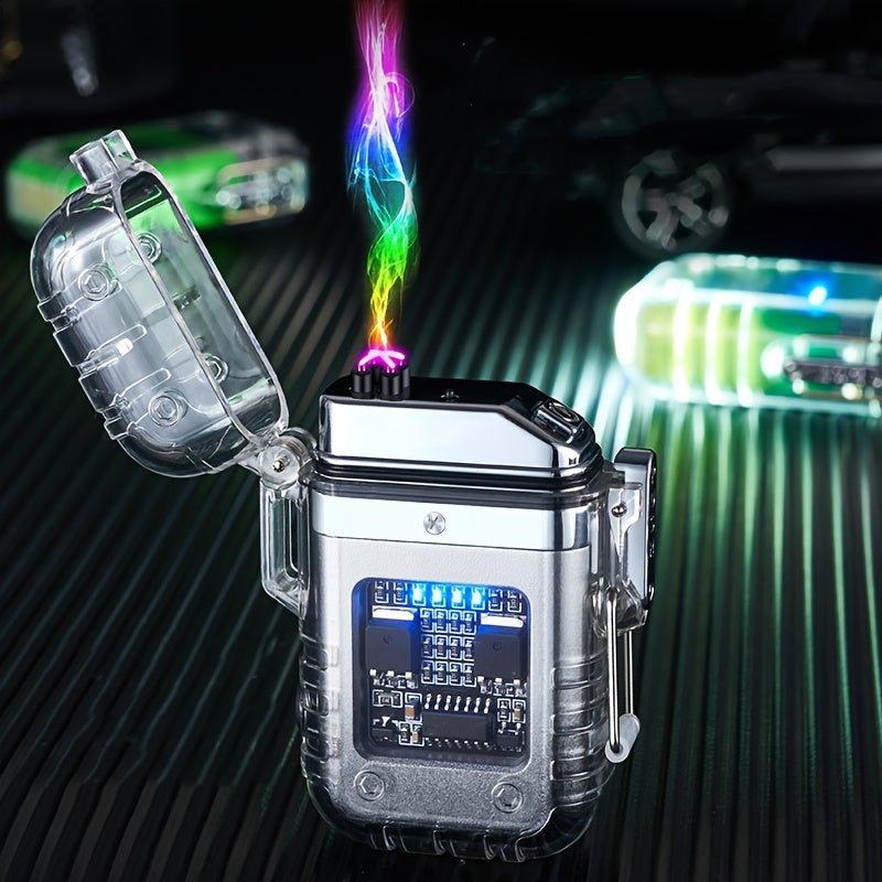 Encendedor recargable de arco de pulso de plasma unisex con linterna y diseño a prueba de viento
