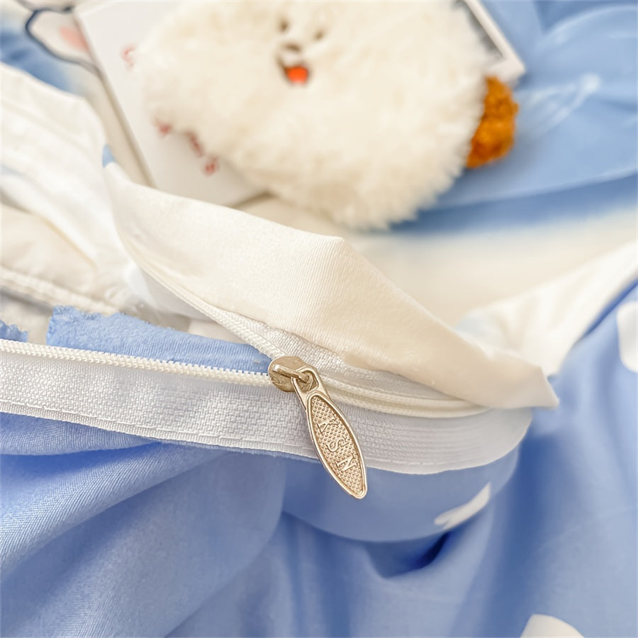 To'rt Fasl Yengil Bej Rangli Printli Sevgi Ayig'i Fleece To'plami: 1 Qoplama, 2 Yostiq Qopqog'i, 1 Takt. Yumshoq, Havo O'tkazuvchi, Oddiy, Nafis, Mashinada Yuvish Mumkin.