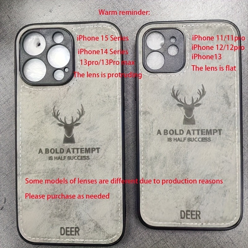 Faux Leather Deer Head Phone Case for iPhone Shockproof Slim Drop Resistant