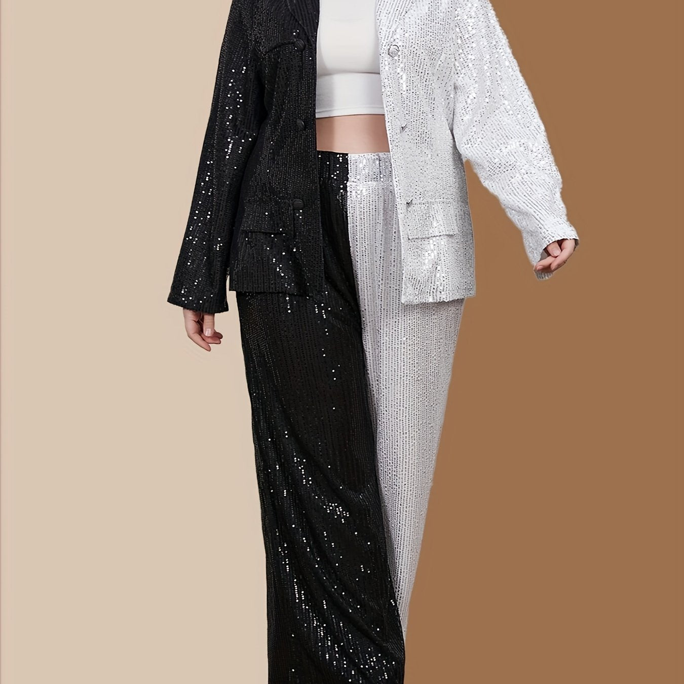 Girl's Stylish Sequin Patchwork Outfit for Special Occasions