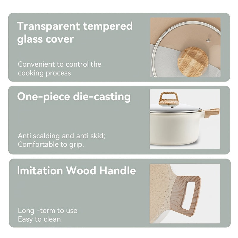 Кастрюля для супа с антипригарным покрытием и крышкой, совместима с индукцией, разные размеры