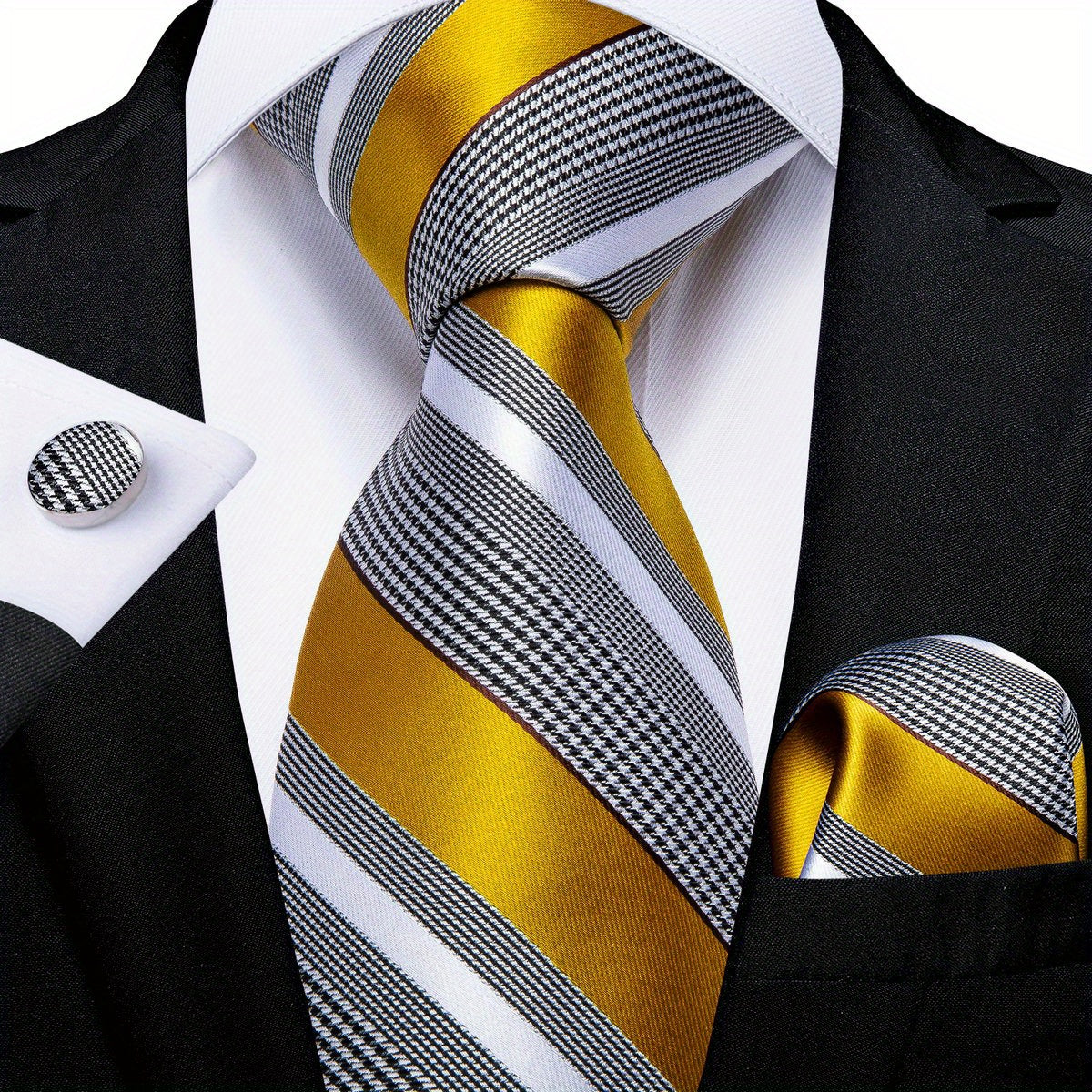 Men's Necktie Set with Cufflinks for Wedding Formal Wear Stylish Accessories