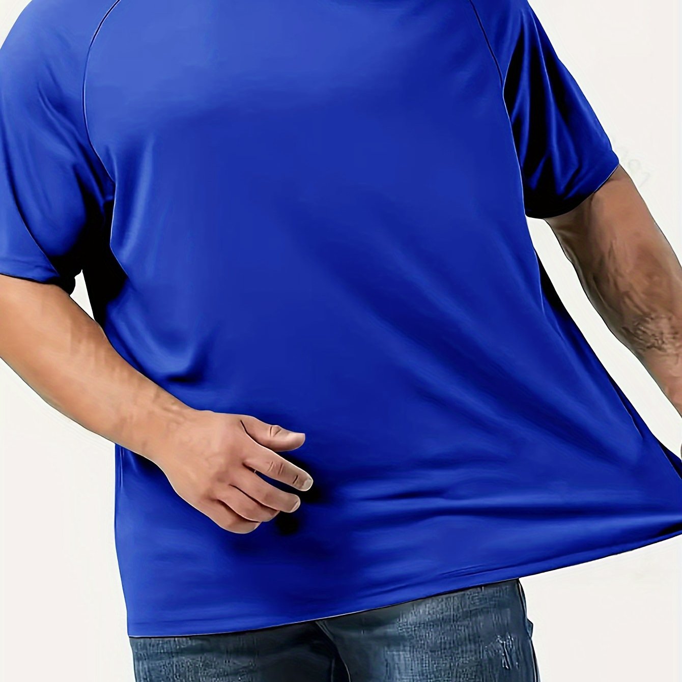 Plus Size Men's Athletic T-Shirt Short Sleeve Polyester Solid Casual Sports Leisure