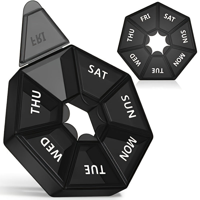 Portable 7-Day Plastic Pill Organizer with Weekly Labels for Travel