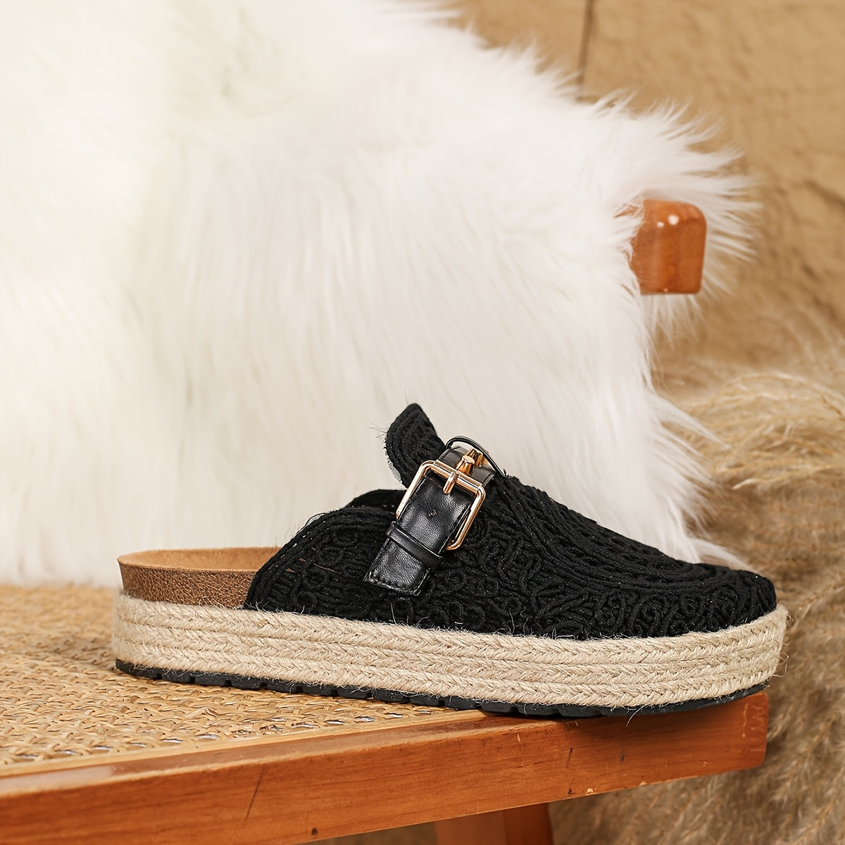 Women Summer Retro Slide Sandals Geometric Cut-Out Embroidery Rubber Sole