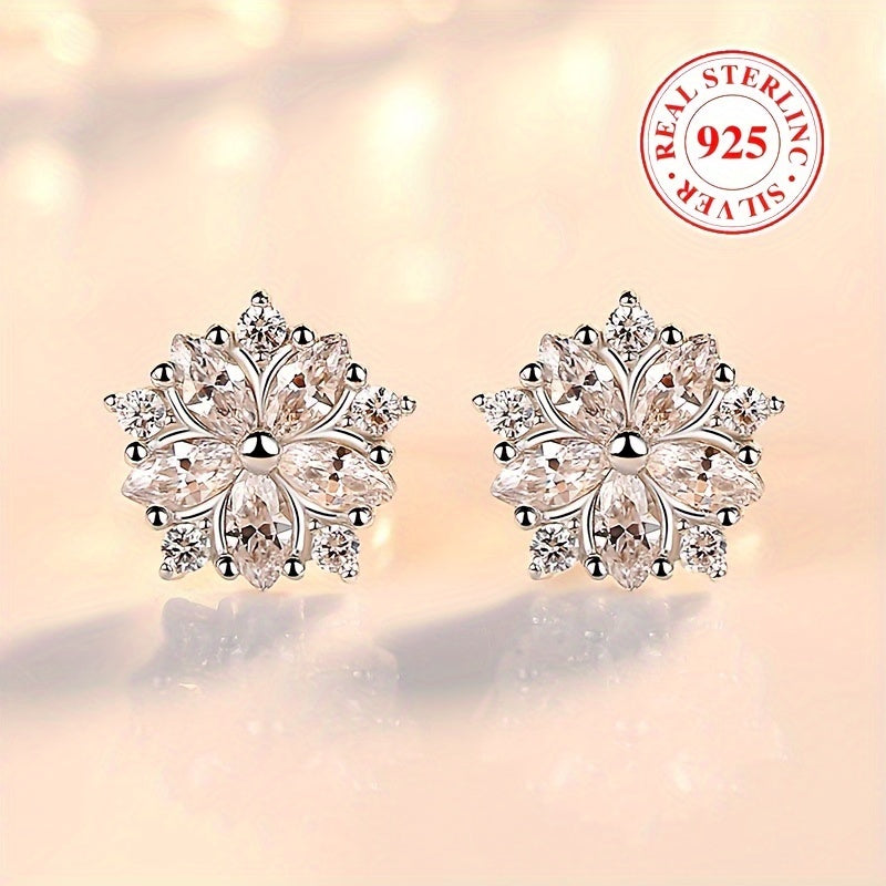 Zarif 925 Sterling Silver Gilos gullari stud taqinchoqlari, porloq zirkoniya bilan - Maxsus tadbirlar va sovg'alar uchun ideal, Oktyabr oyining tug'ilgan to'g'ilgan toshi, Gilos gullari dizayni taqinchoqlari