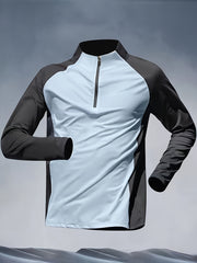 Camisa de manga larga para hombre de poliéster con cuello alto y media cremallera para todas las estaciones