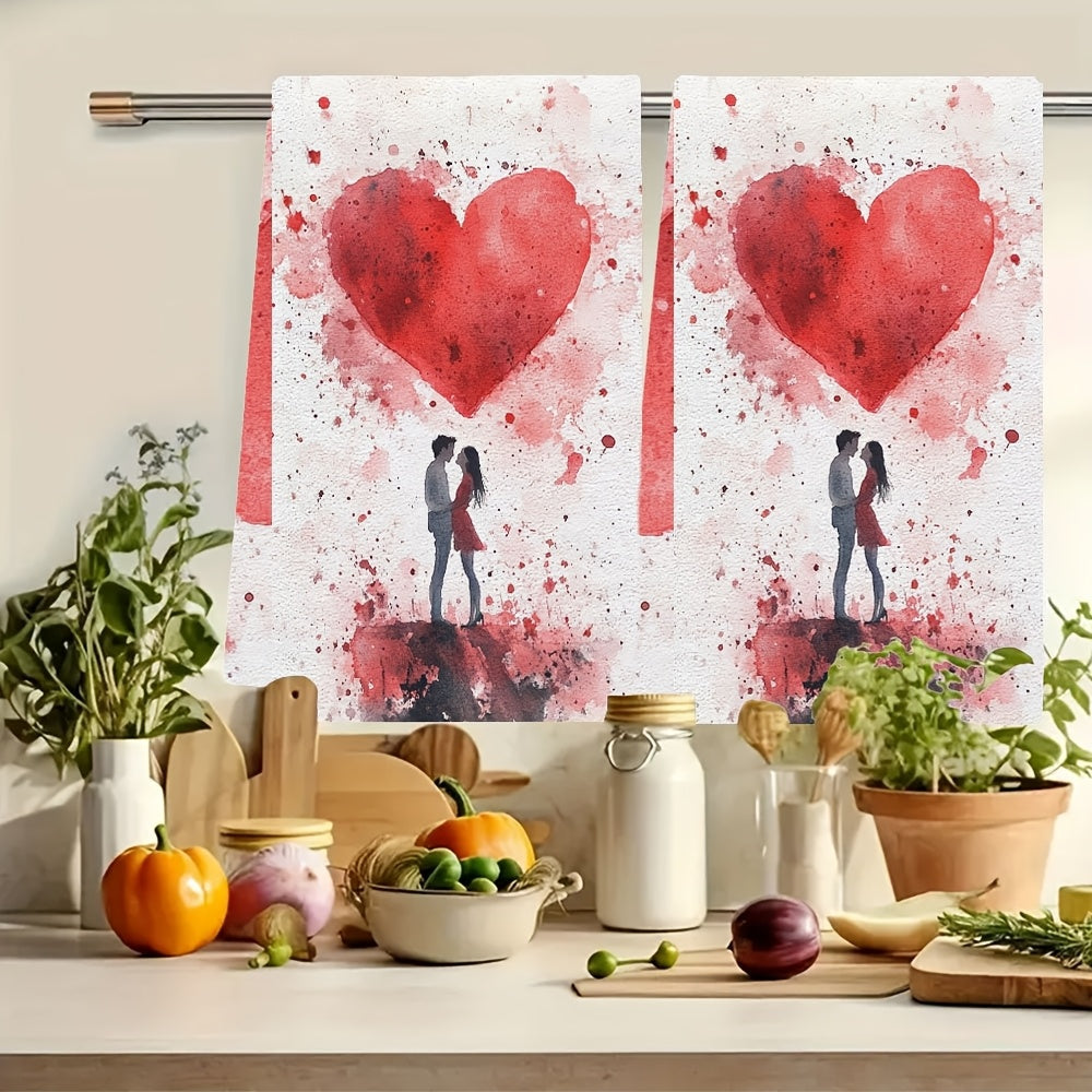 Valentin kuni oshxona sochiqlari to'plami - yumshoq, namlikka chidamli idish qo'l sochiqlari 40x60 sm