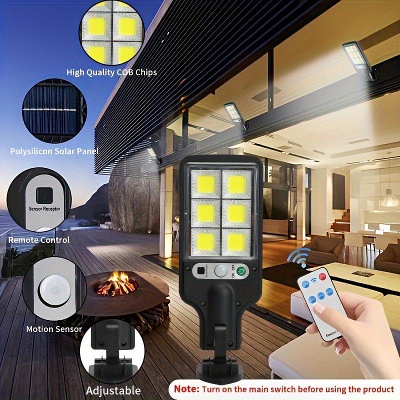 Solar LED Wall Light with Motion Sensor Remote Control 3 Light Modes IP44 Outdoor Security Garden Patio Path