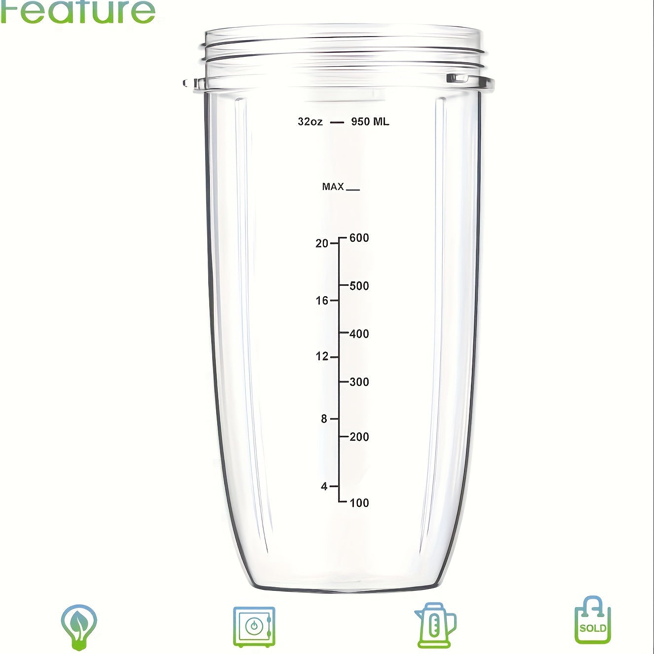 32oz Blender Cup and Blade Set with Gaskets for High-Speed Blenders