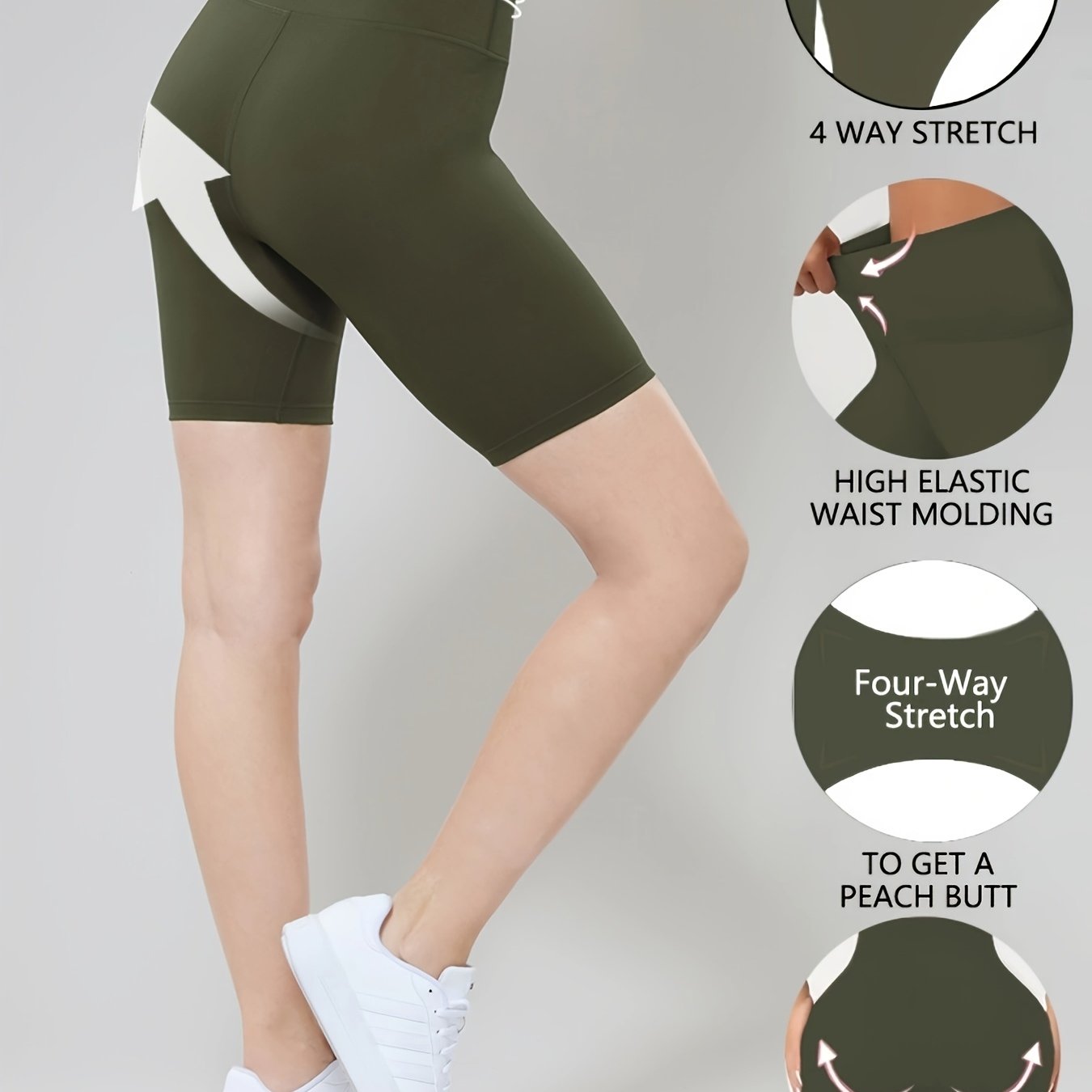 Pantalones cortos y leggings moldeadores de poliéster de alta elasticidad para mujer con cinturilla ancha