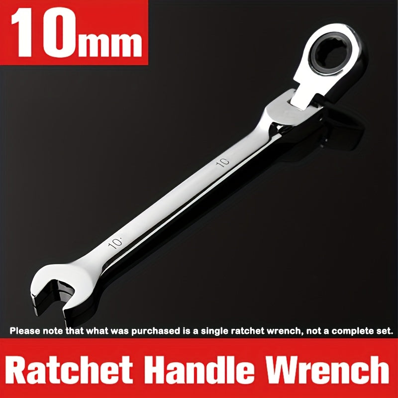 10mm Chrome Vanadium Steel Ratchet Wrench Adjustable Torque Movable Head Vehicle Maintenance