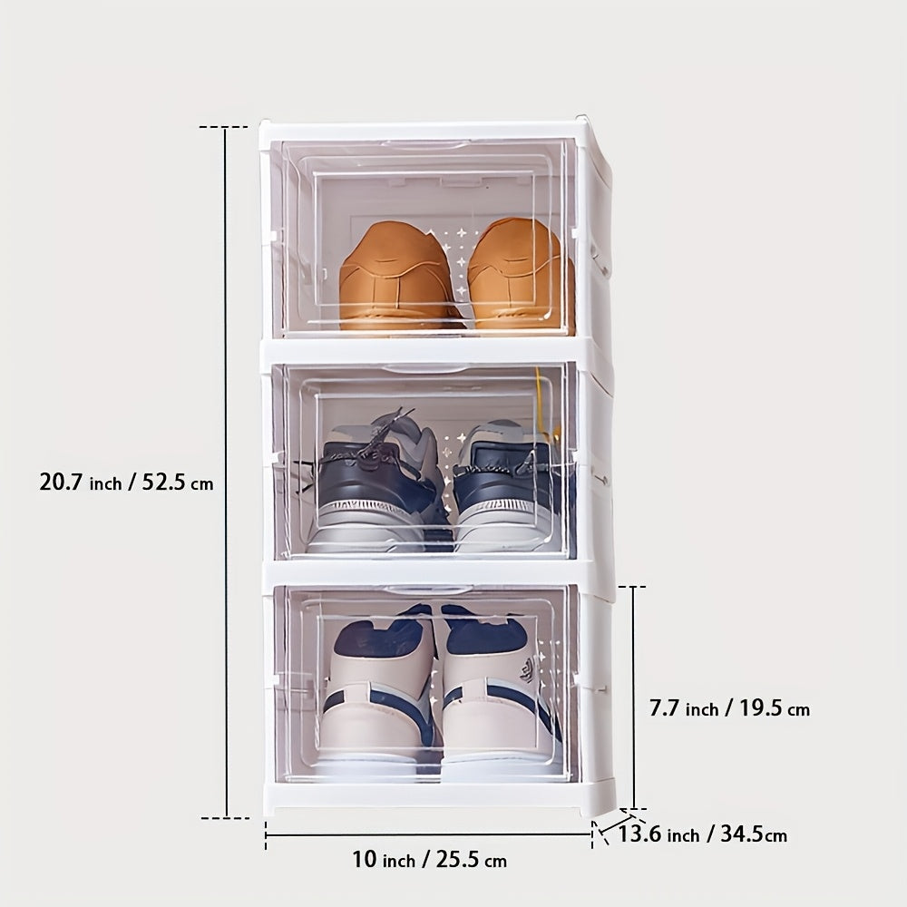 Foldable Plastic Shoe Rack with 6 Shelves Dustproof Stackable and Easy to Install