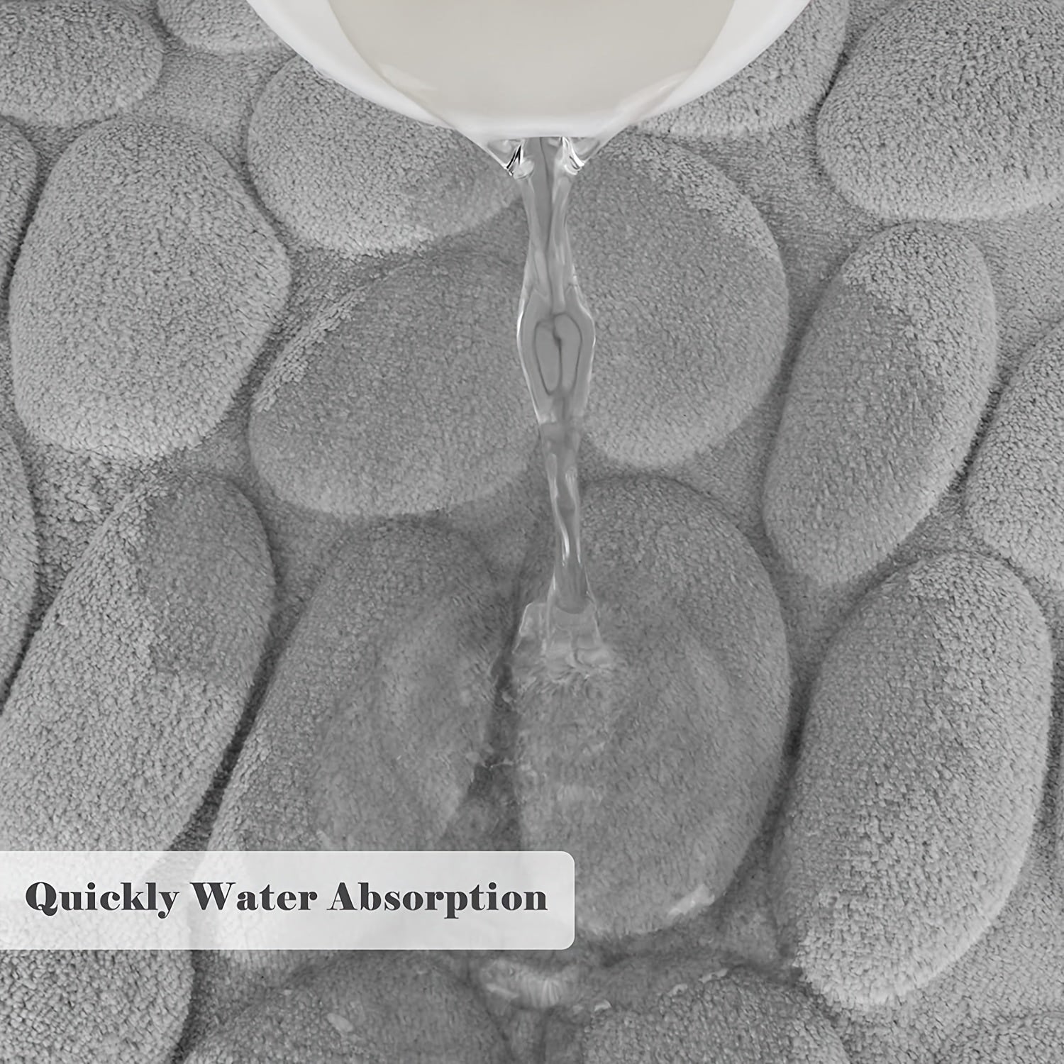 Alfombra de baño de espuma viscoelástica con relieve de adoquines, felpa de coral, antideslizante, tapete de baño