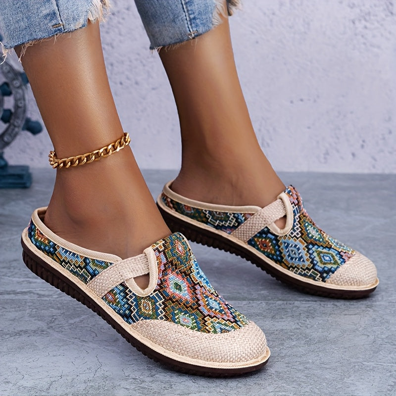 Women's Bohemian Flat Shoes Geometric Pattern Slip-On Sneakers All-Season