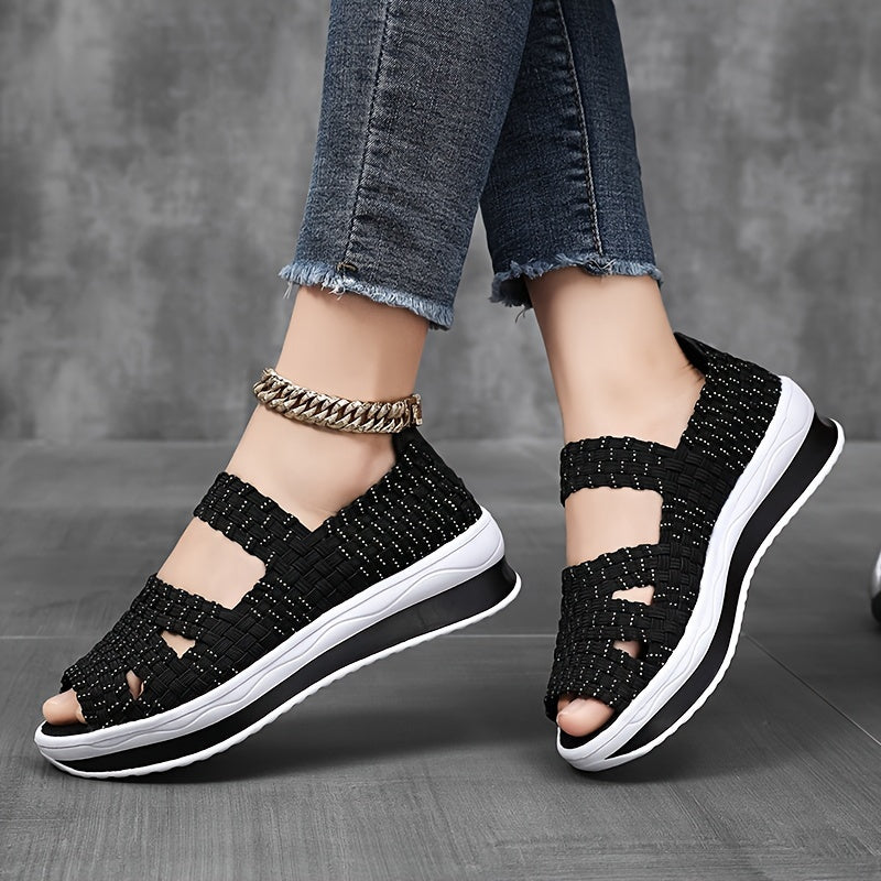 Women Handmade Woven Casual Sports Shoes Breathable Color Matching