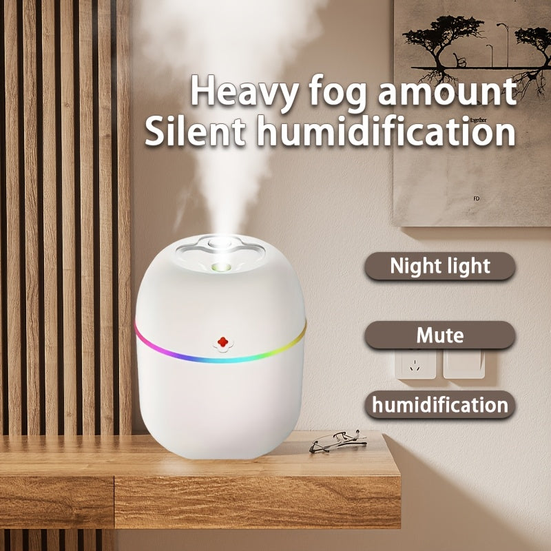 Modern White USB Humidifier for Bedroom and Home with Colorful Accents