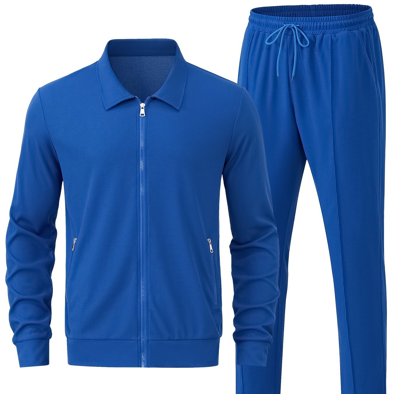Men's Waffle Casual Set with Cardigan and Pockets for Business and Occasions