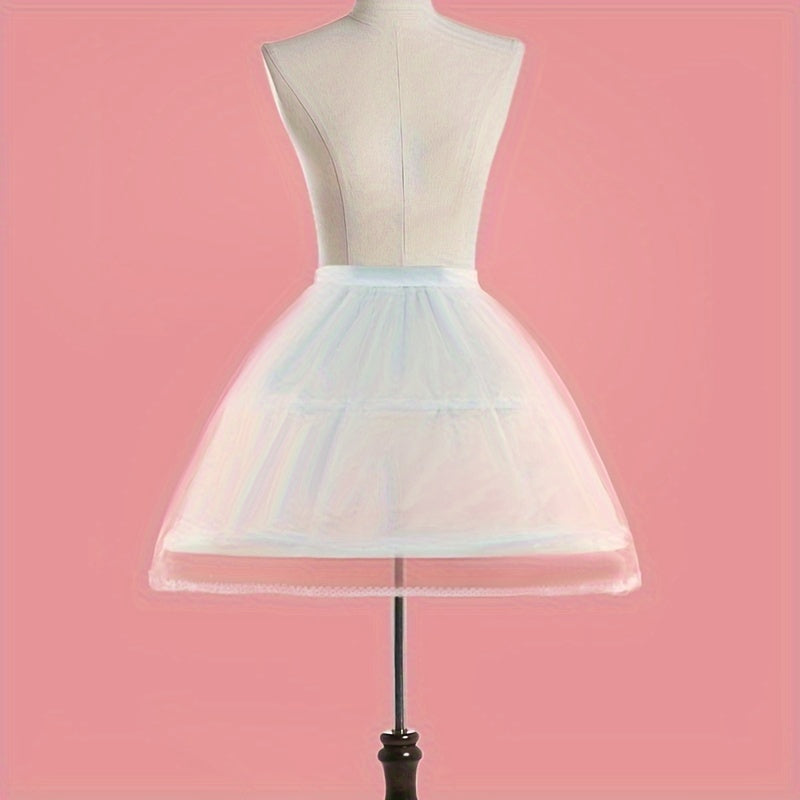 Tulle Petticoat with Steel Frame Floral Lace Two-Tier Hoop for Weddings