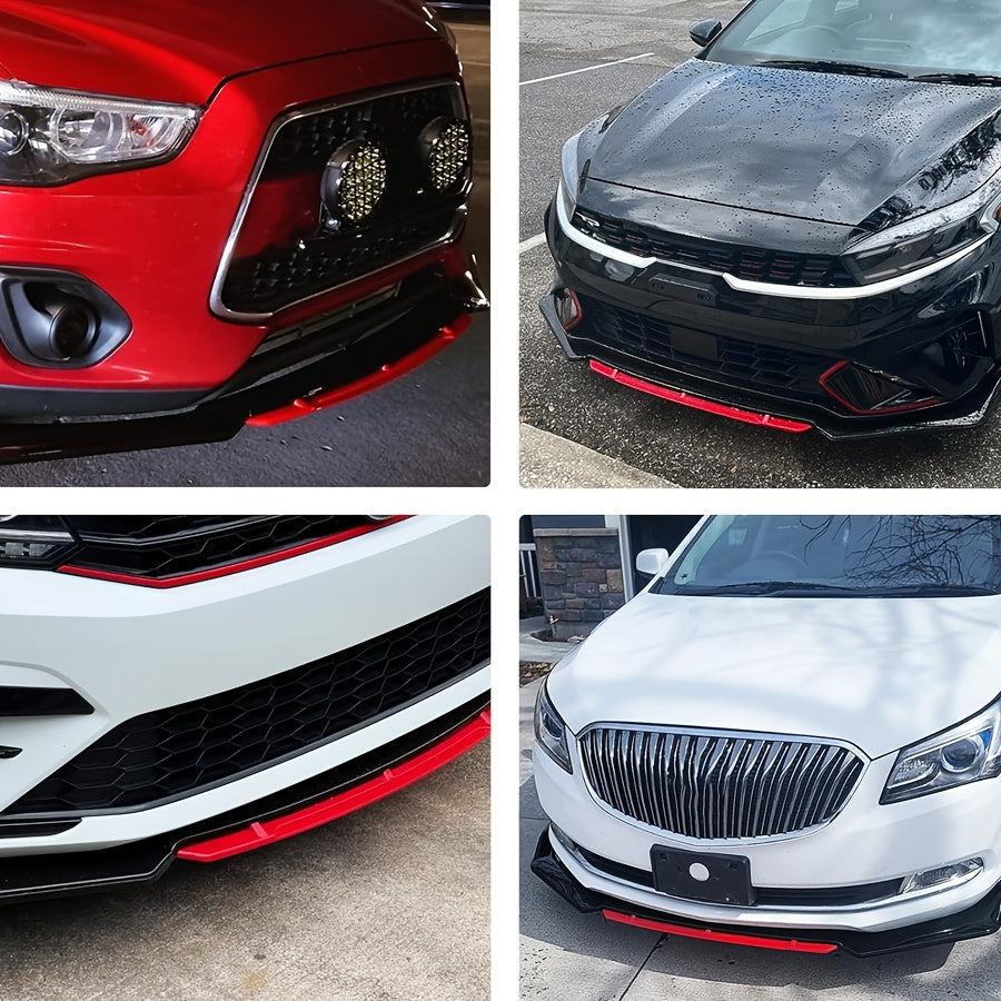 4шт. комплект переднего бампера автомобиля спойлер-сплиттер красный черный PP прочный аэродинамический