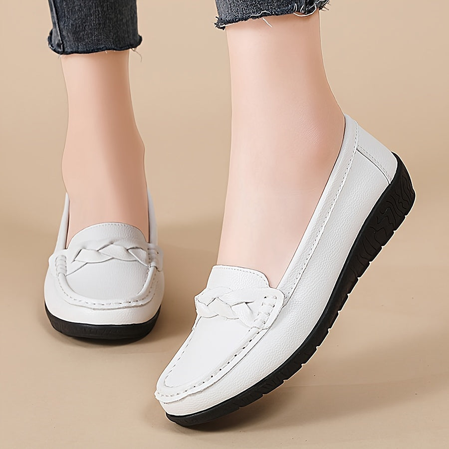Women's Flat Loafers Slip-On Walking Shoes Soft Sole Rubber Sole