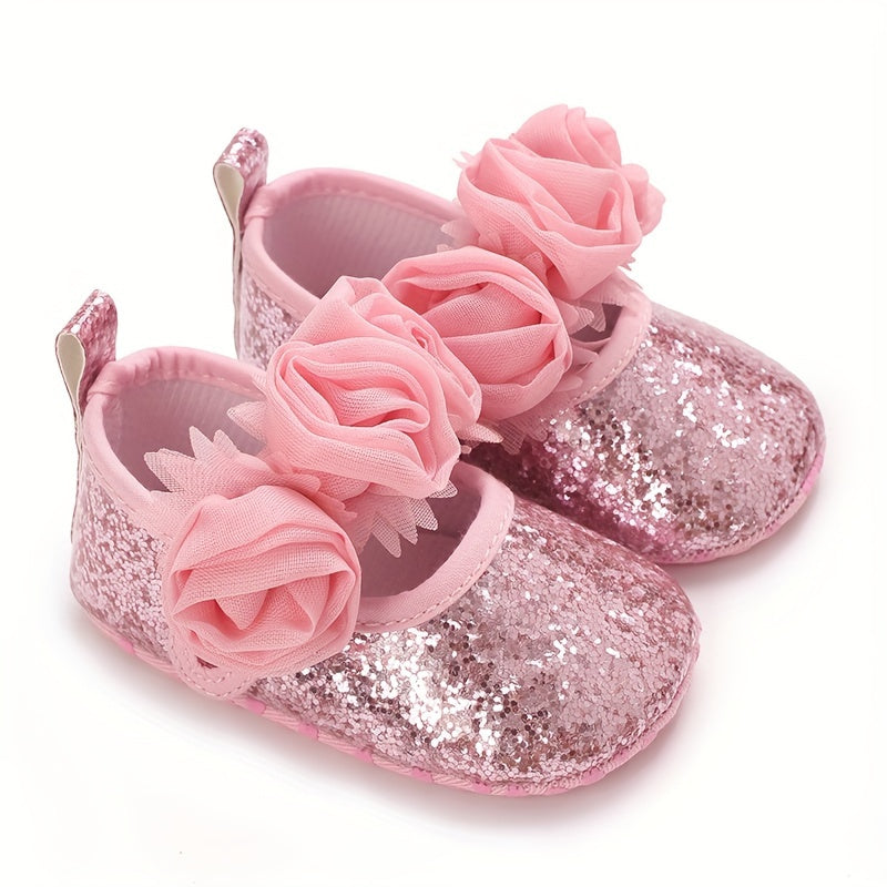 Toddler Girl Shoes Soft Sole Slip-On Floral Princess for Ages 0-18 Months Spring Autumn