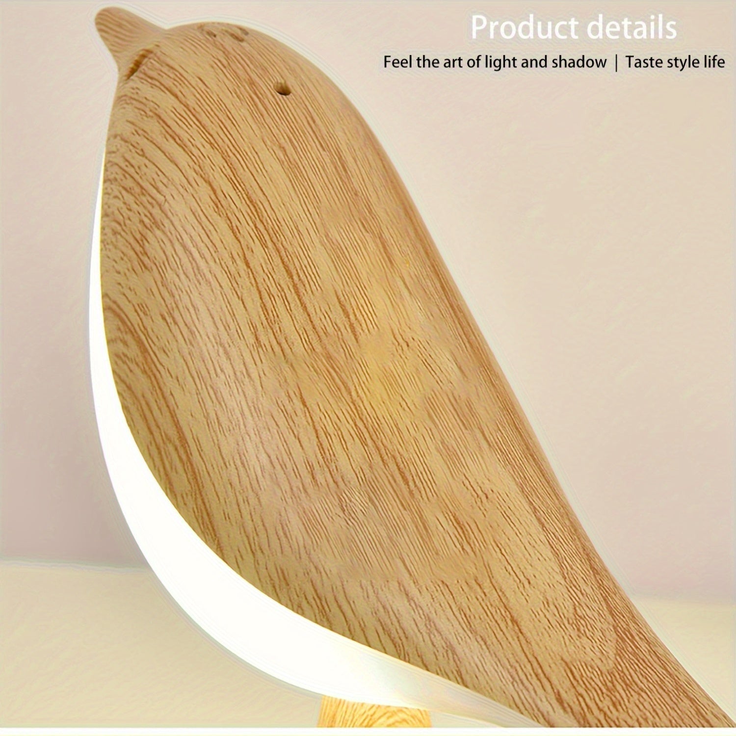 Art Deco Bird LED Table Lamp with Touch Night Light Rechargeable Lithium Battery and USB Cable in Maple Leaf Color