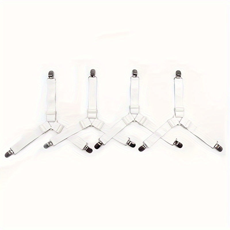 Регулируемые треугольные зажимы для простыней - набор из 4 штук - противоскользящие, надежный захват для комфортного сна и скатертей - изготовлены из прочного нейлона, можно стирать в машине - Цвет: черный