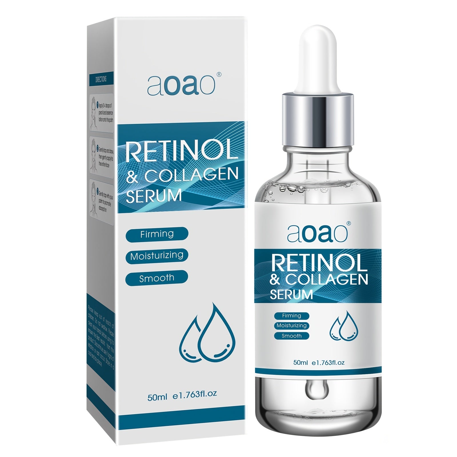 Unisex Facial Serum with Retinol Collagen Hyaluronic Acid Moisturizing Alcohol-Free