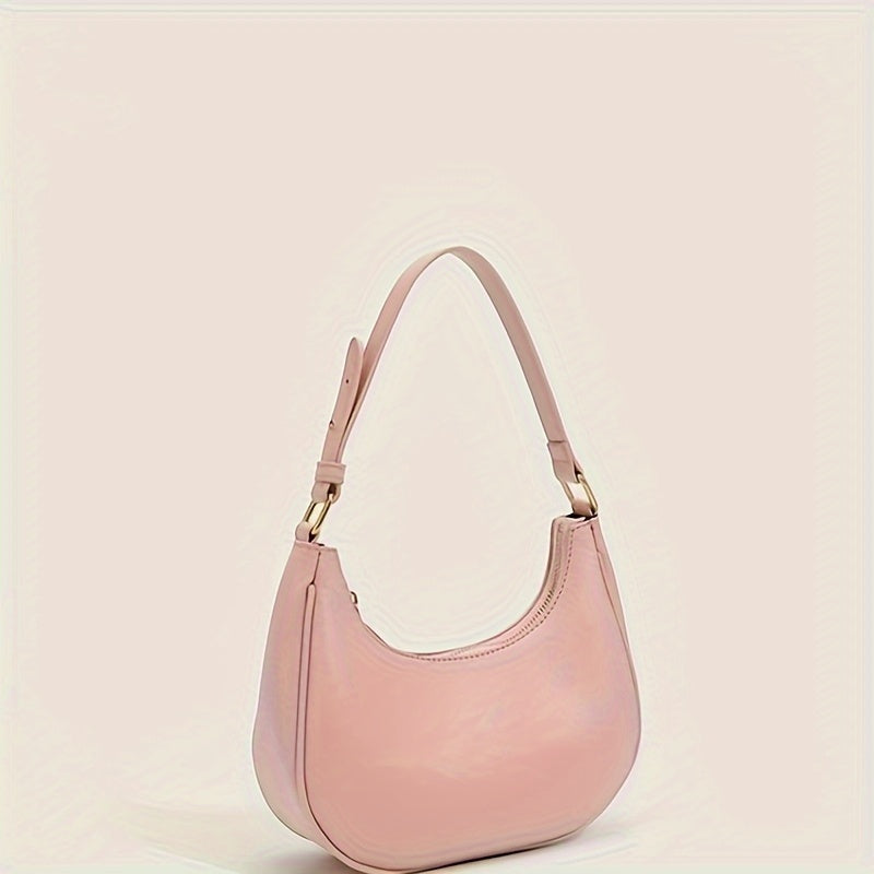 Ayollar uchun yarim oy shaklidagi sumka, sozlanadigan tasma bilan, bir rangli, fermuarlı krossbody sumka, norasmiy yoki rasmiy tadbirlar uchun mos. Zamonaviy va ko'p funksiyali.