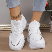 Ayollar uchun nafas oluvchi, katta o'lchamli sneakers, oq, pastki qismi ochiq, lakkali, kundalik, yopishqoqsiz, sirpanmaydigan