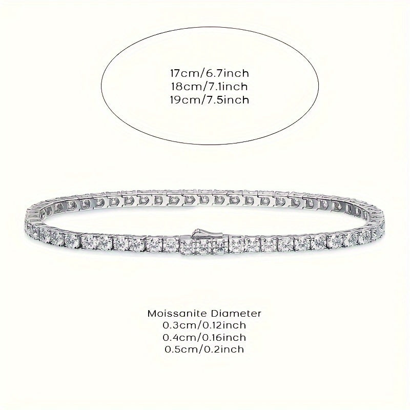 Синтетический браслет-теннис из моиссанита в богемном стиле - с блестящими камнями, гипоаллергенный, без никеля, позолота 18К на серебре 925, идеален для дня рождения, свадьбы, годовщины и особых случаев, подходит как для мужчин, так и для женщин, август