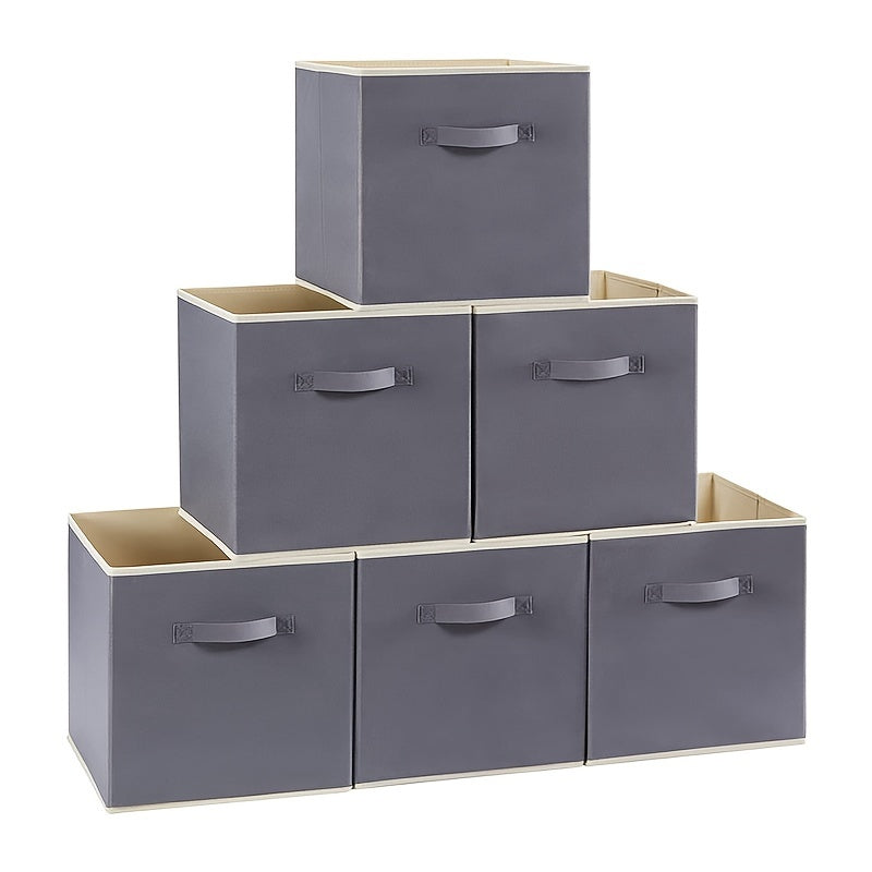 Fabric Folding Storage Boxes for Clothes and Household Supplies, Pack of 6