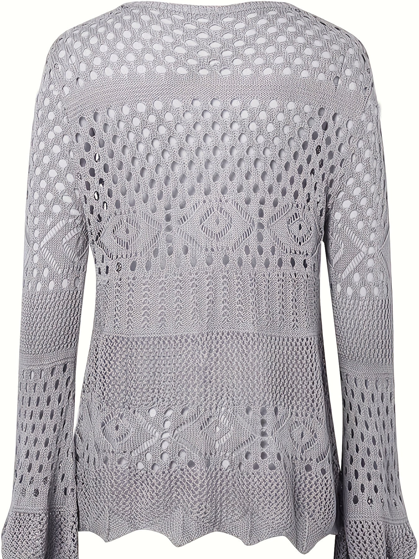 Plus Size Women's Soft Crocheted Open-Front Cardigan Sweater