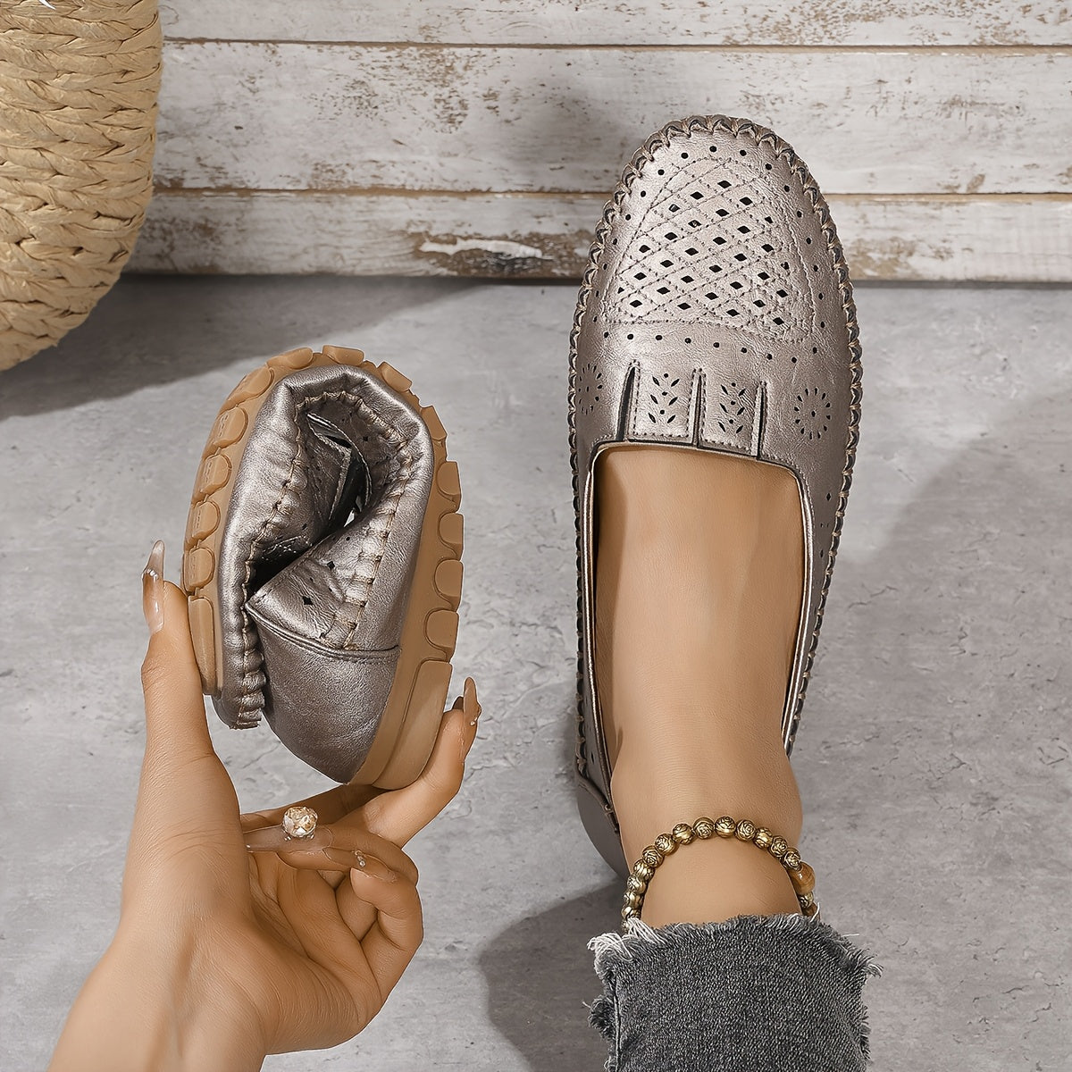 Zapatos planos retro para mujer, transpirables, ligeros, de PU, para todas las estaciones, antideslizantes