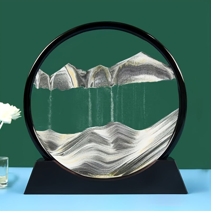 360-Degree Rotation Sand Painting Glass Art Decor Black Yellow Blue Purple