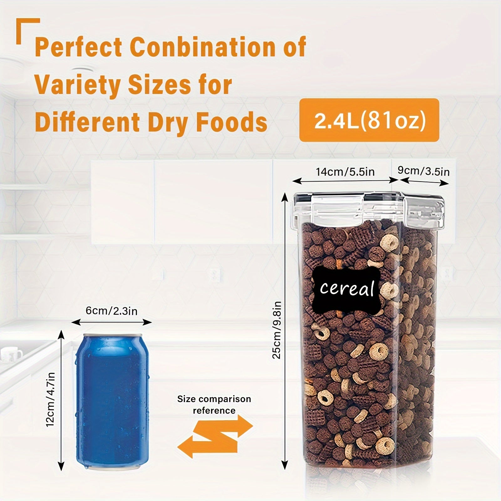 6-Pack Airtight Food Storage Containers BPA-Free Plastic 81OZ Kitchen Pantry Organizer