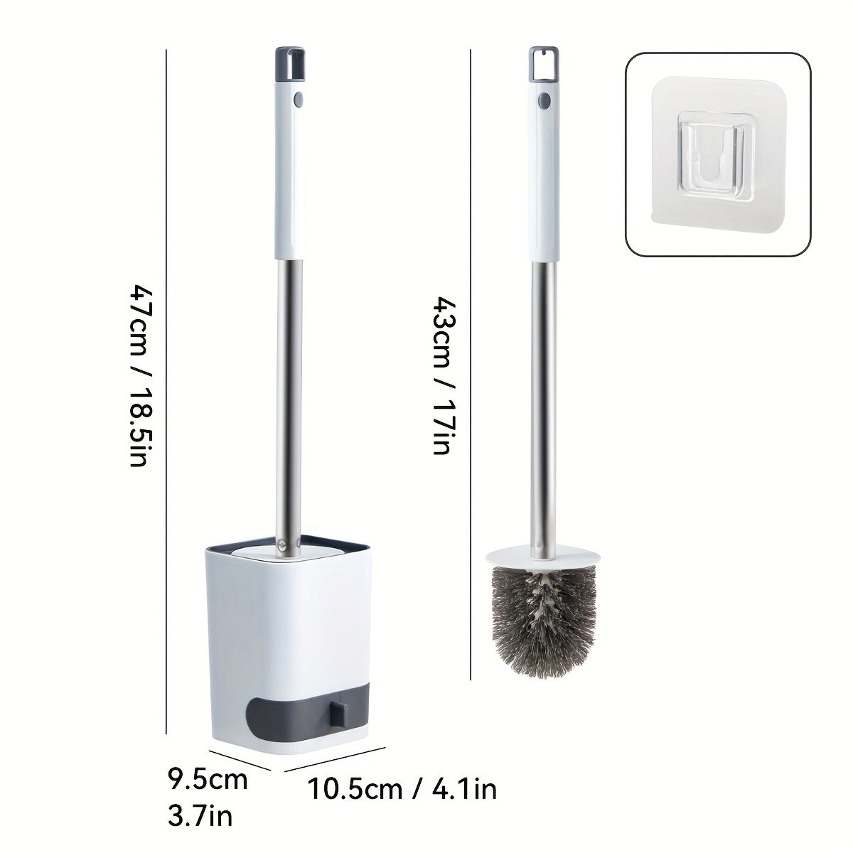 Long-Handle Toilet Brush with Drain Holder, Flexible No-Dead-Corner Design