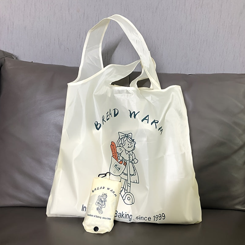 Qayta ishlatiladigan Polyester oziq-ovqat sumkasi, multfilm it tasviri bilan, keng, yig‘iladigan tote